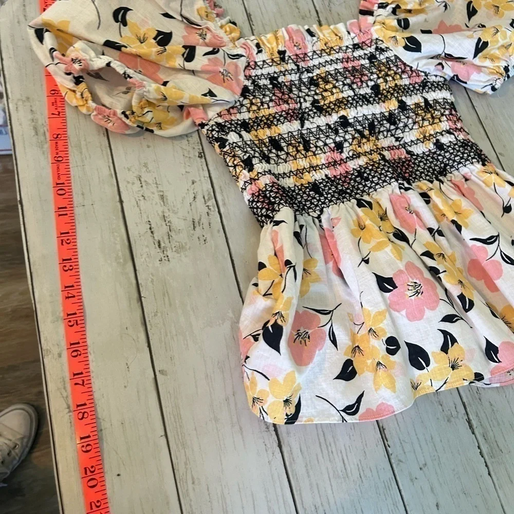 Kate Spade Lily Blooms Puff-sleeve Top XS